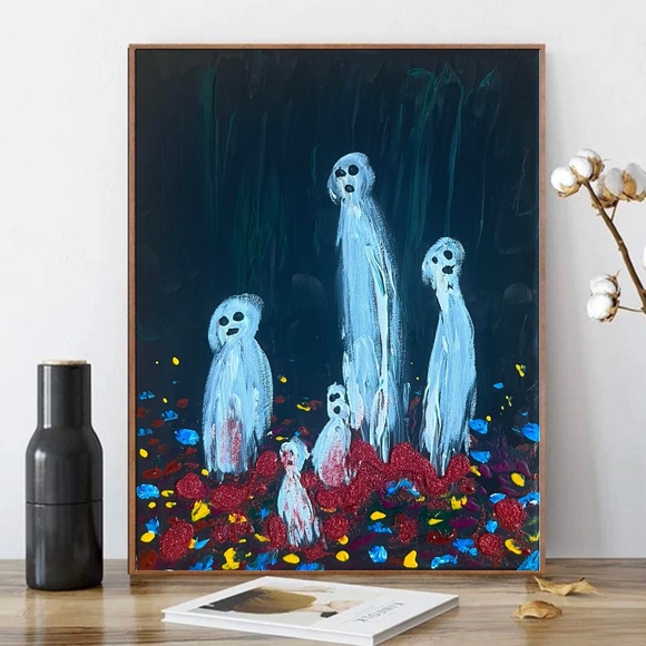 The Woods Original Acrylic Painting Dark Art Eerie Spooky 8x10” Painting - Picture 7 of 10